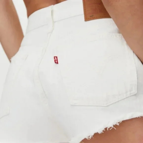 Levi's 501 Jean Denim Cutoff Shorts White - Picture 3 of 15